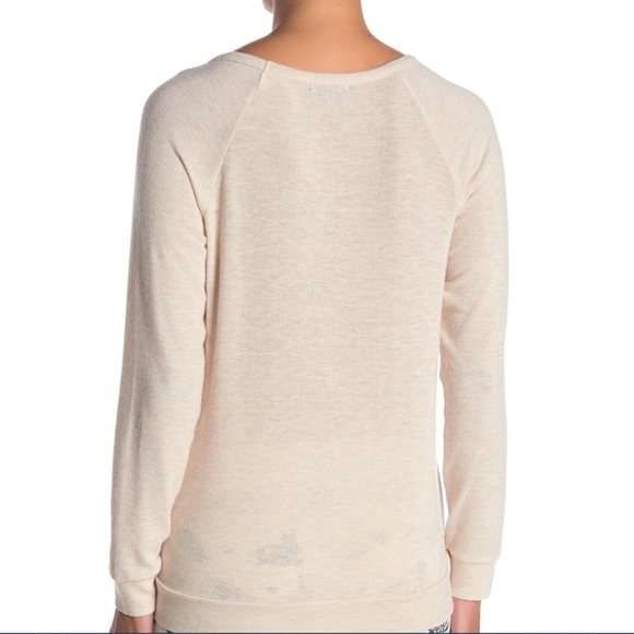 PJ Salvage Doggone Lazy Print Lounge Pullover Long Raglan Sleeve Oatmeal M NWT - Picture 6 of 8